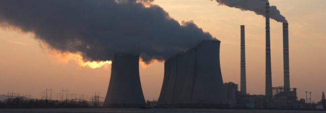 Coal plant at sunset