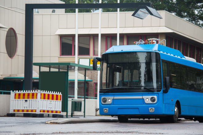 Blue electric bus charging