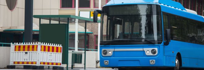 Blue electric bus charging