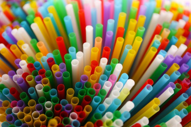 Several colorful plastic straws