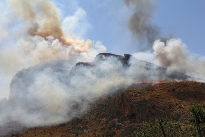 Wildfire on a mountain