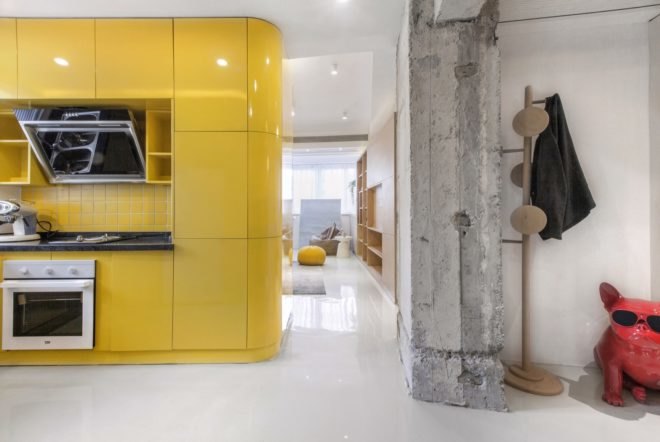bright yellow kitchen cube