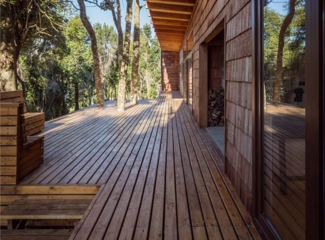 a large wooden deck
