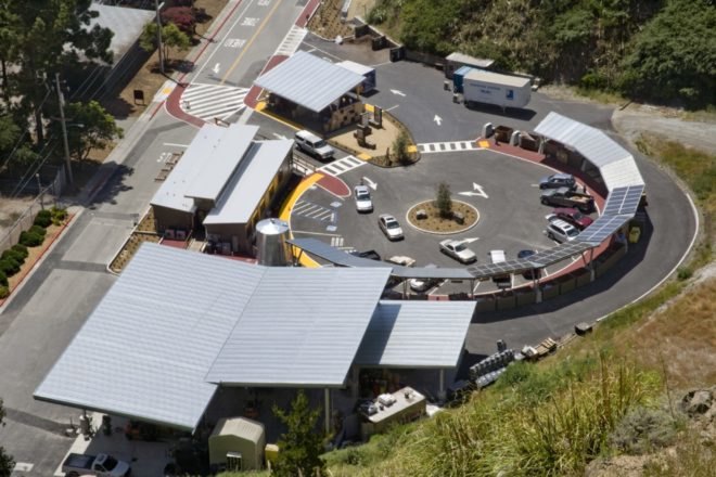 aerial view of recycling facility