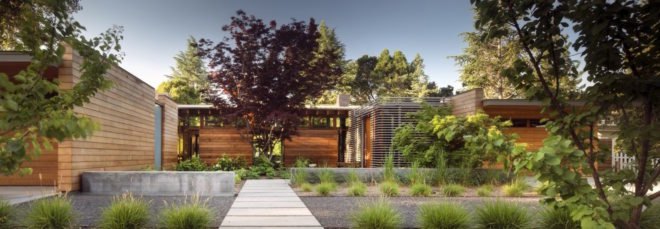 exterior of modern home with trees outside