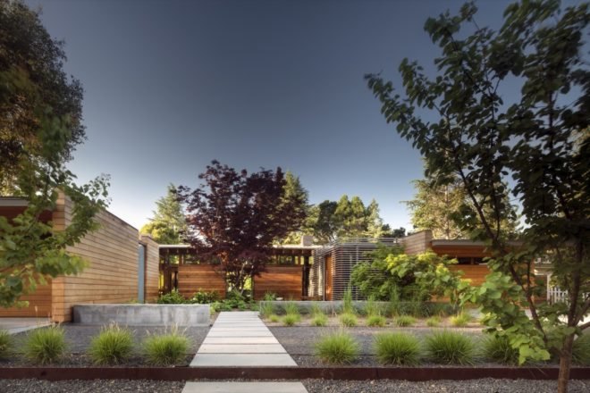 exterior of modern home with trees outside