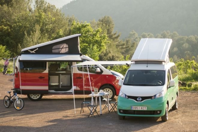 two camper vans with pop up roofs