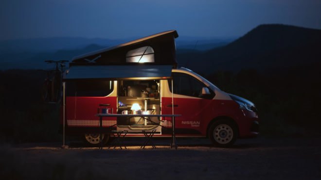 camper van in the evening