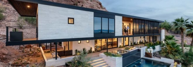 modern home on desert mountain