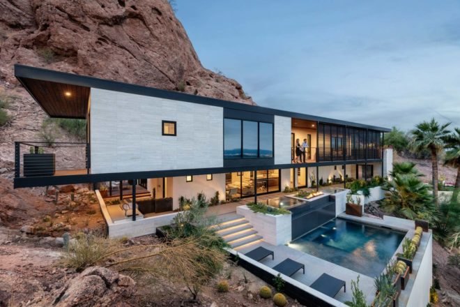 modern home on desert mountain