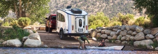 Basecamp X trailer by the water