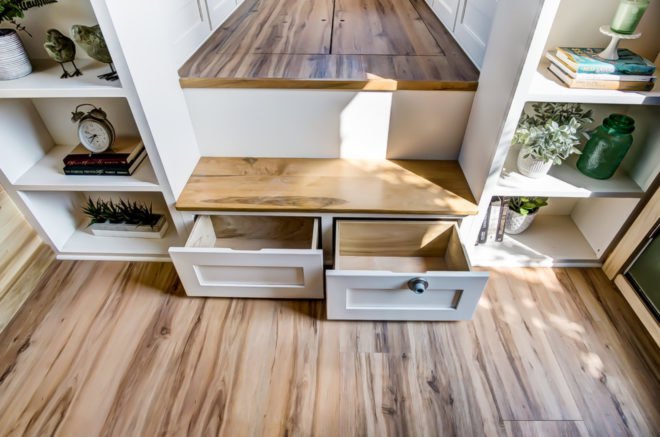 stairs with two drawers