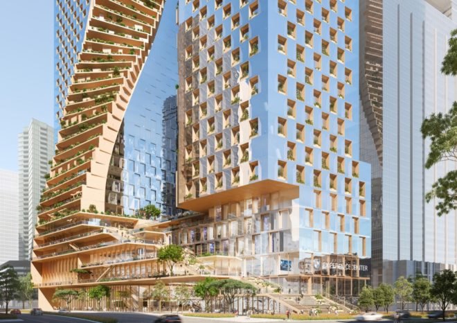 skyscraper with high performance glazed facade