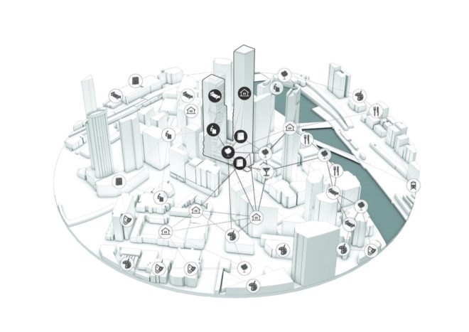 mixed use diagram of development project