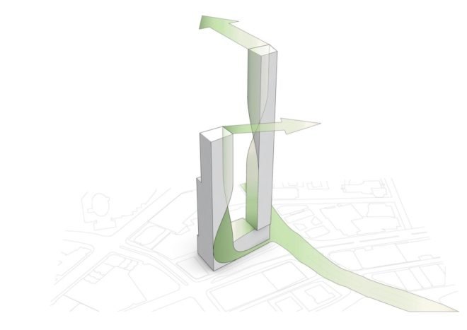 diagram for green spine of skyscraper