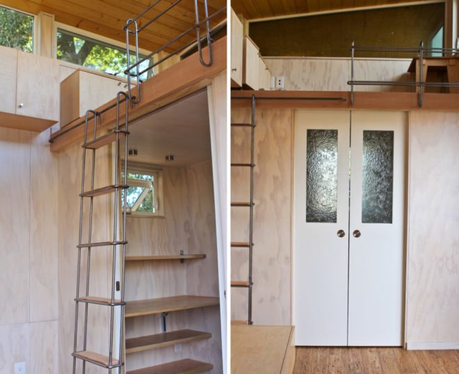ladder leading up to a sleeping area