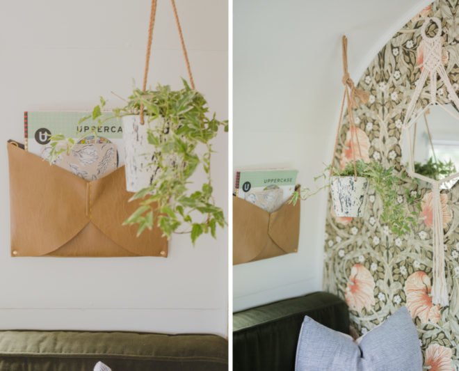wall with envelope hanging and plant
