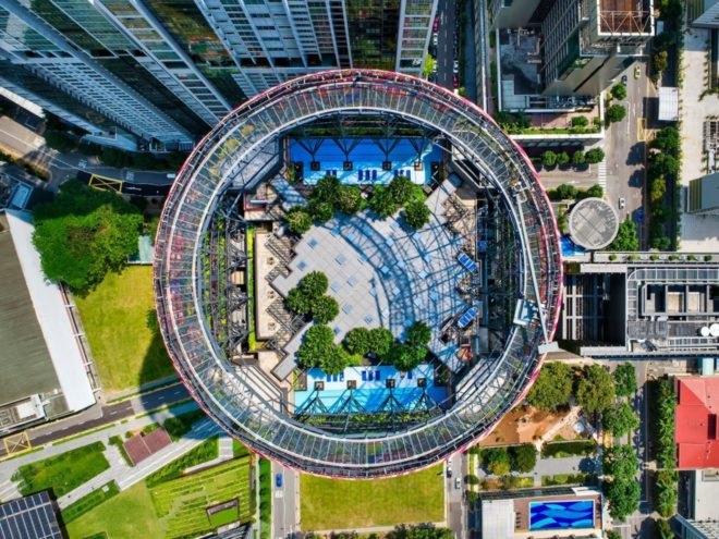 aerial view of roof terrace