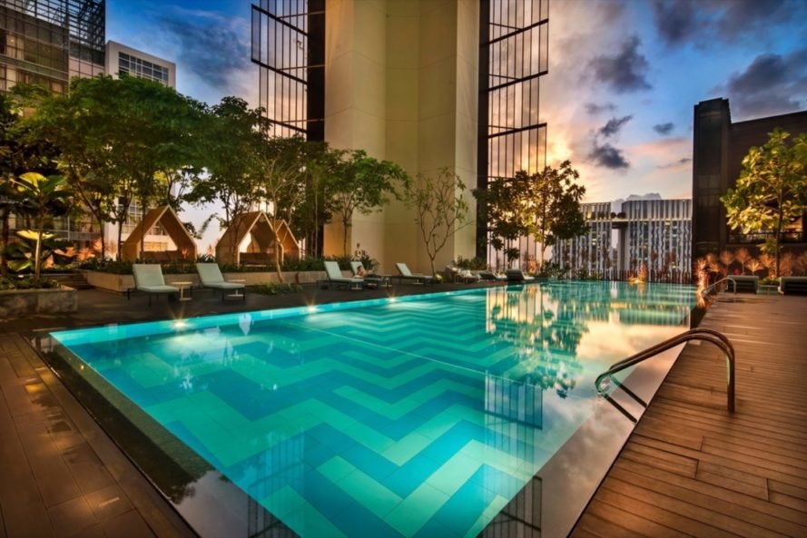 outdoor terrace pool