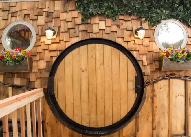 a closed round door