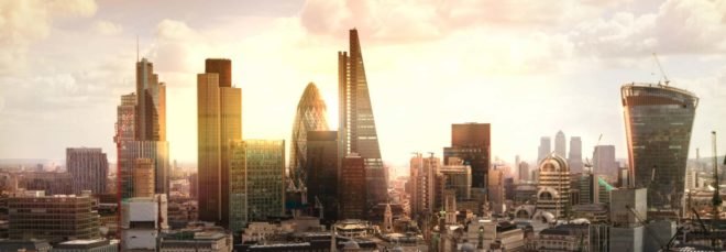 london skyline at sunset