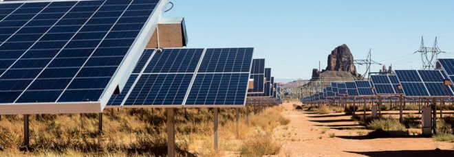 cropped close-up of solar panels in California desert