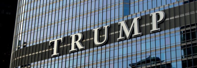 Trump spelled out on the front of the Chicago Trump Tower building