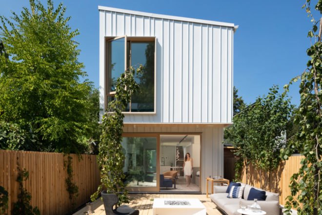 Narrow home with standing seam metal exterior