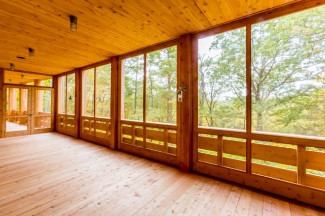 timber screened-in porch