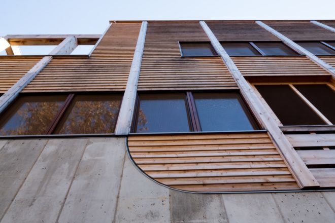 close-up of timber siding
