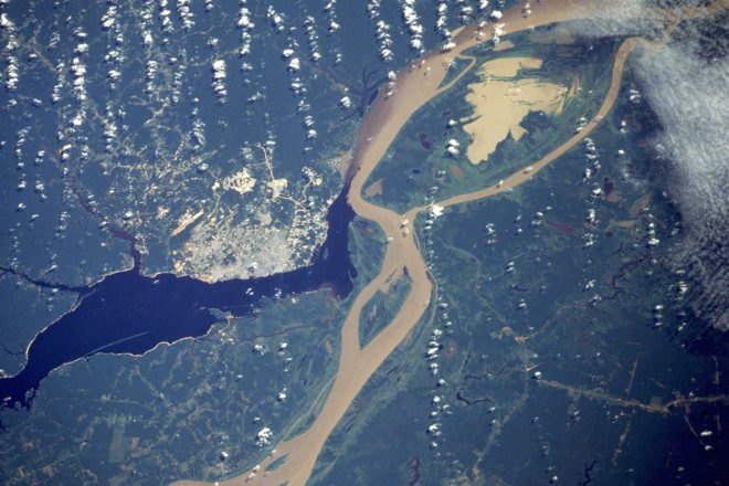 Aerial view of Amazon River near Manaus