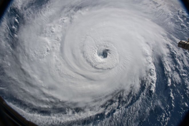 Satellite close-up image of Hurricane Florence