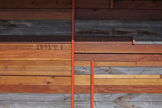 close-up of different colors of wood planks
