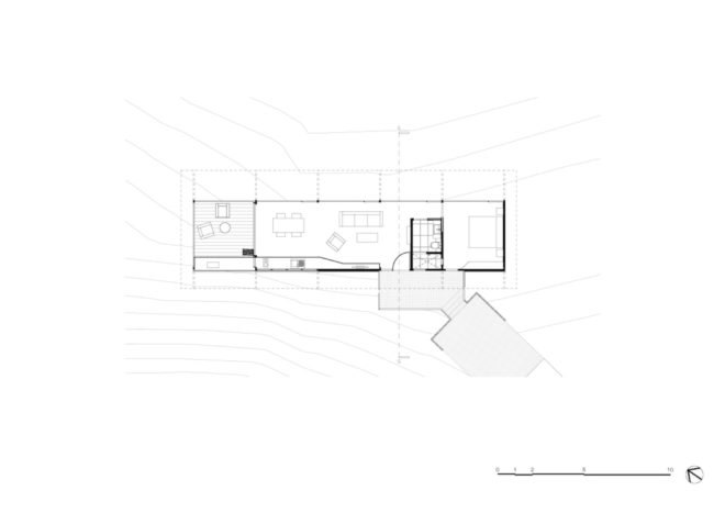floor plan of small glass cabin