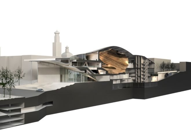 section view rendering of large concert hall