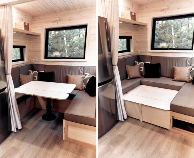 booth dining area with small dining table