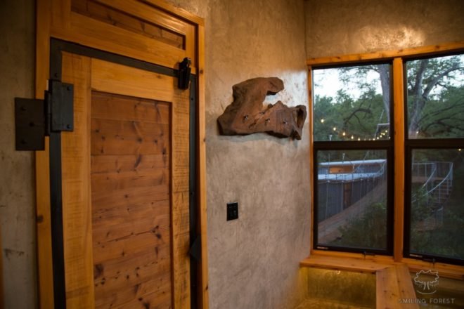 a wooden door and window