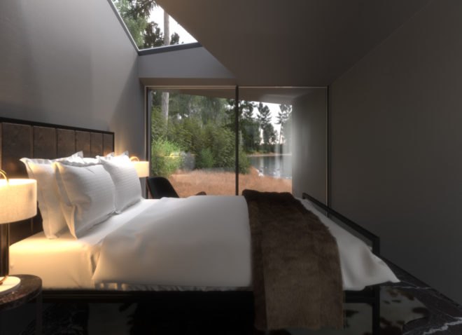 bedroom with large sliding glass doors