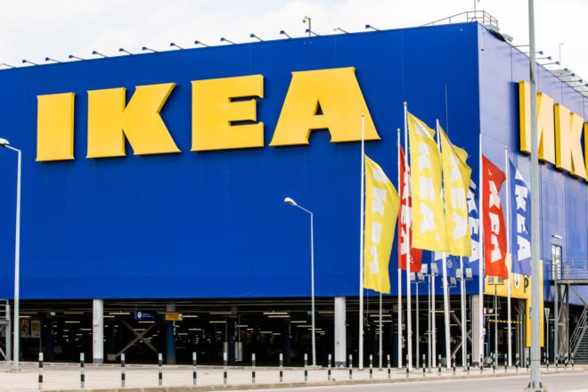 blue building with yellow IKEA sign