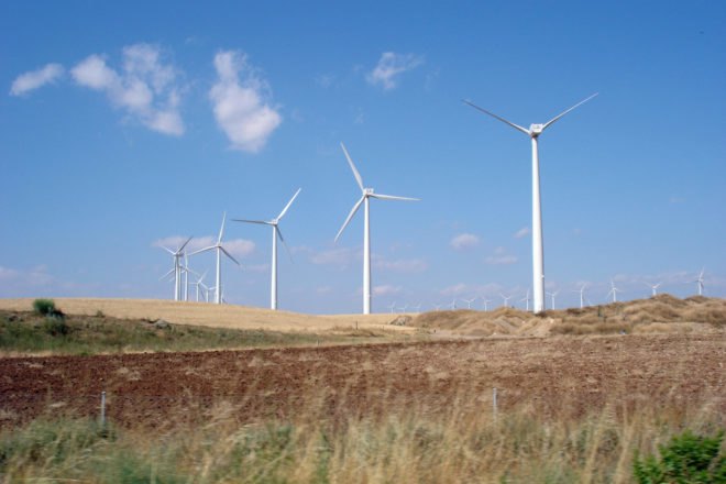 wind turbines on farm in Spain