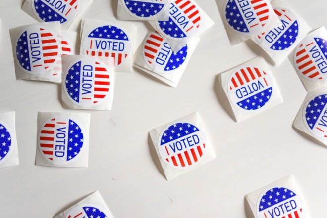 voting stickers on white background