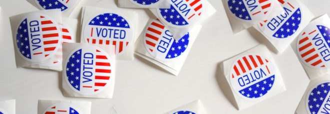 voting stickers on white background