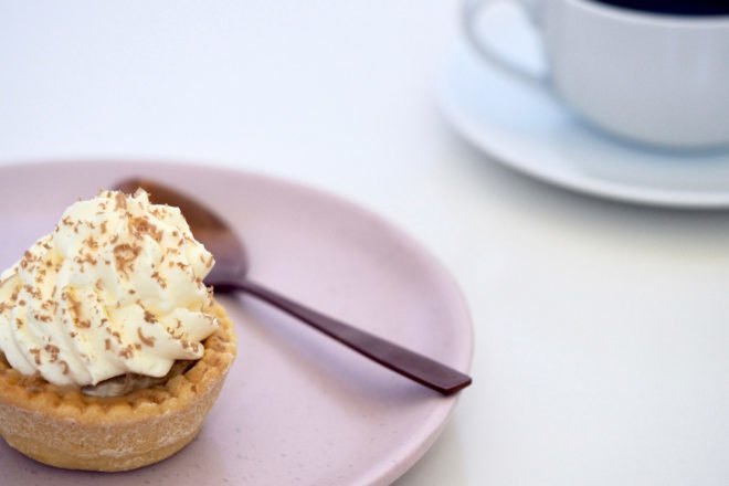 tiny pie on a purple plate
