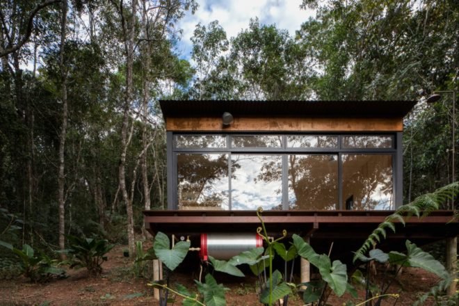 Small structure with large glazed facade