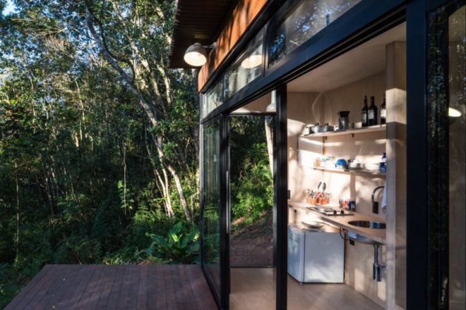 glazed doors opened to a deck