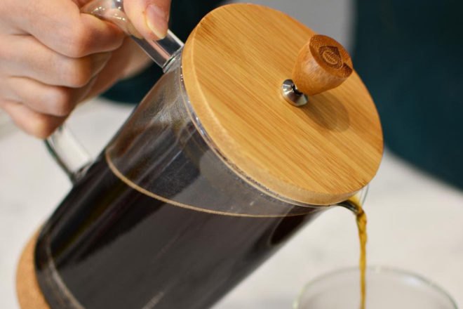bamboo and glass French press