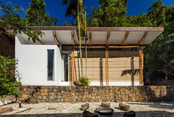 small white and bamboo house