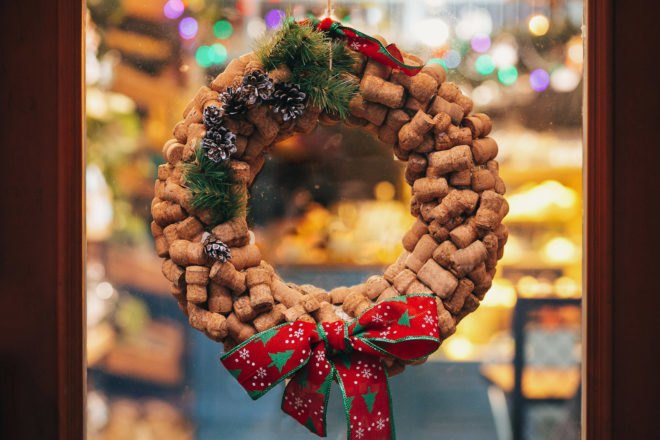 wreath made of wine bottle corks