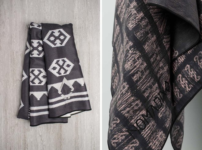 brown patterned towels