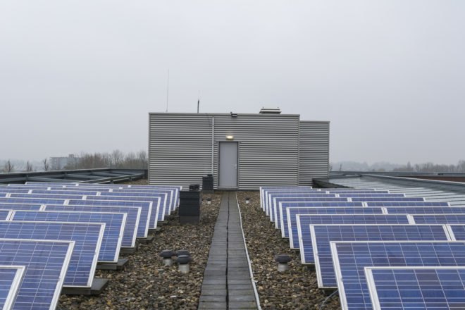 solar panels and battery storage unit